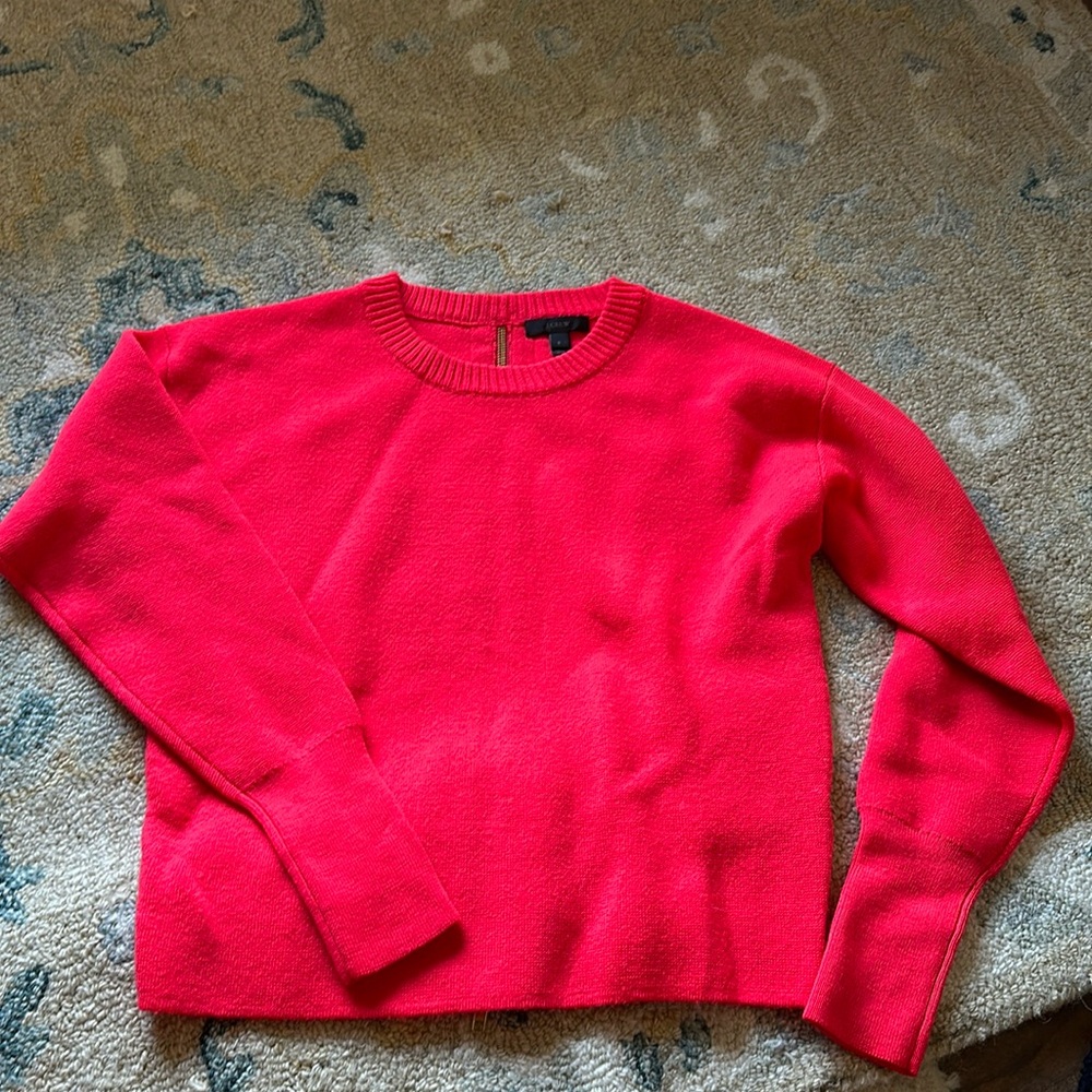 J CREW size S merino wool — crew neck bright red sweater